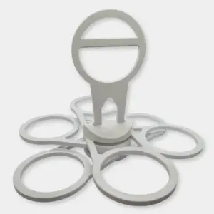 Foldbar ølbærer med seks fadøl set forfra