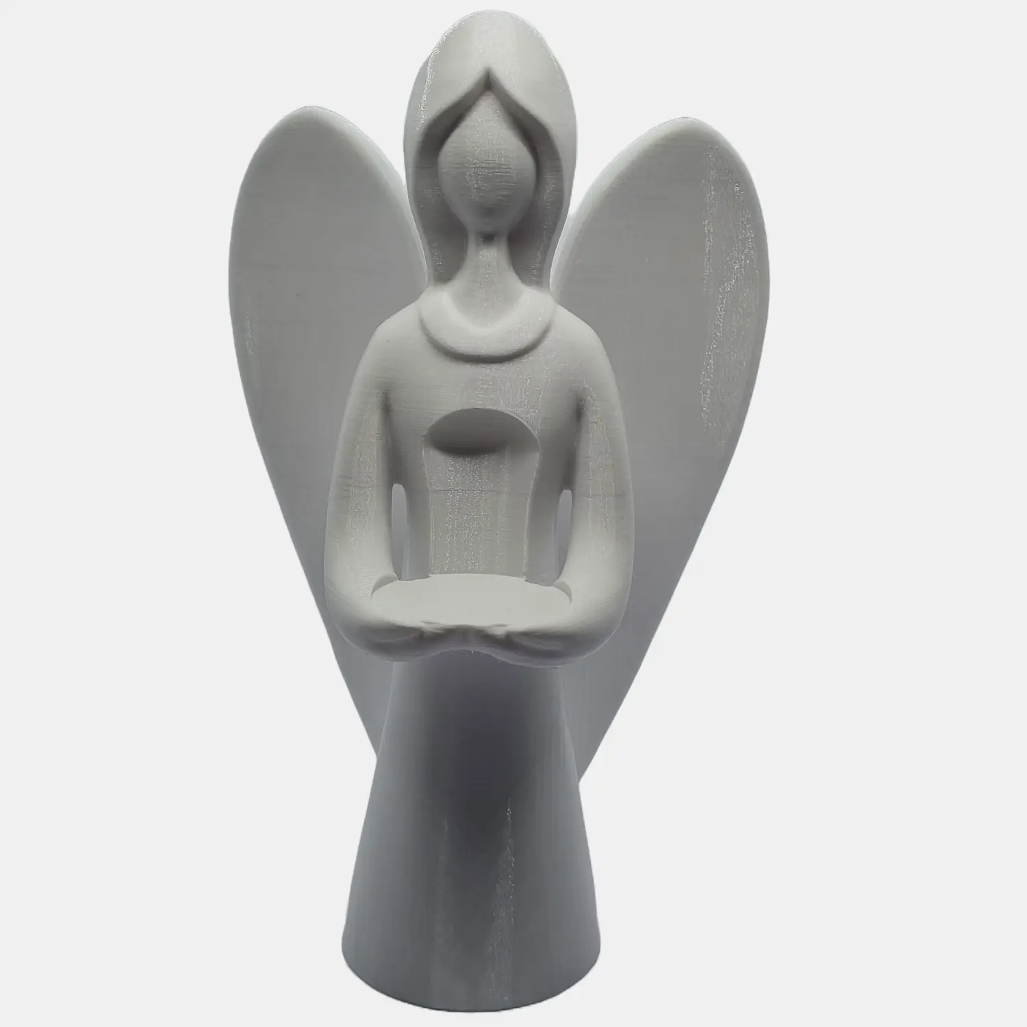 3D-printet engel med tom holder til elektrisk fyrfadslys.